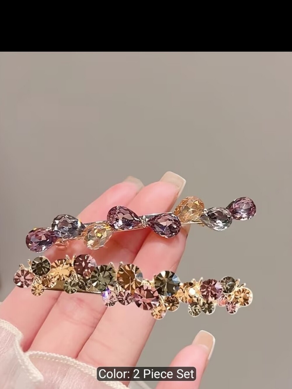 🆕️✨️ MULTI COLOURED RHINESTONE HAIR CLIPS - SET OF 2✨️